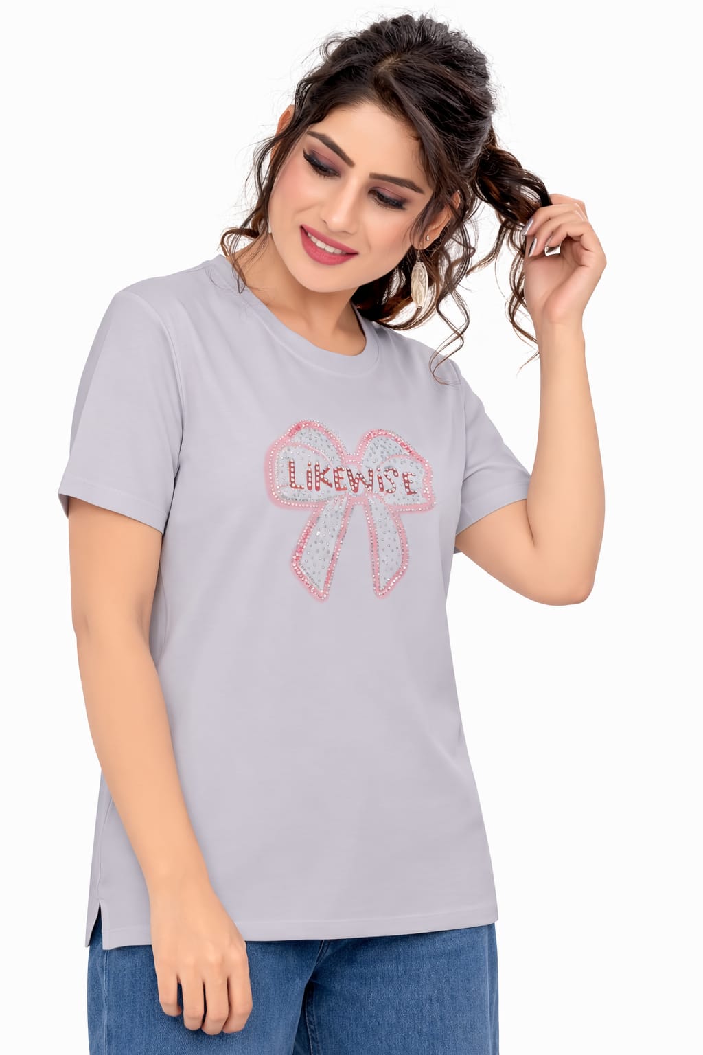 "Likewise" Bow Graphic Tee – Casual T-Shirt