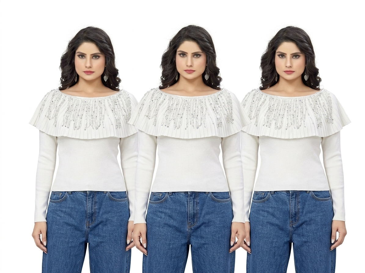 Luxury Rhinestone Embellished Designer Top – Italian Elegance, Japanese Precision