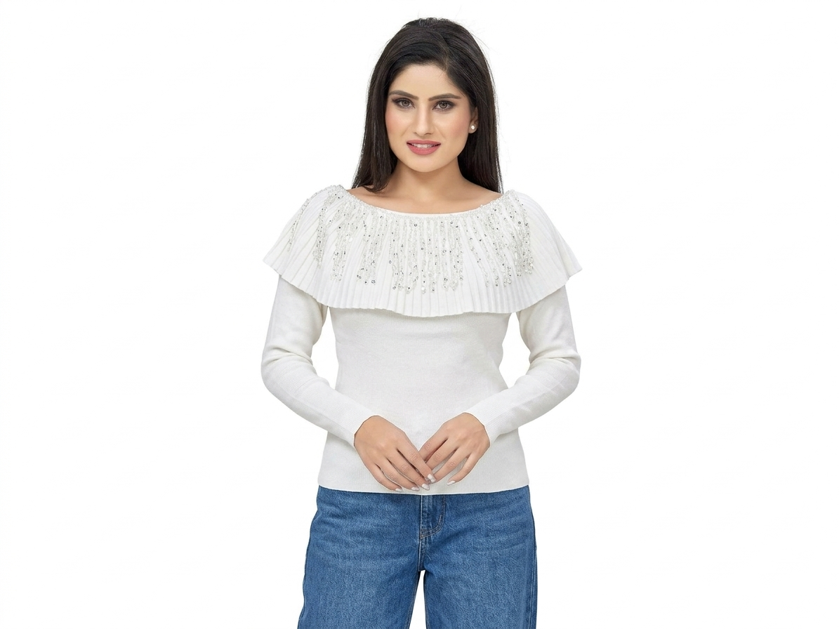 Luxury Rhinestone Embellished Designer Top – Italian Elegance, Japanese Precision