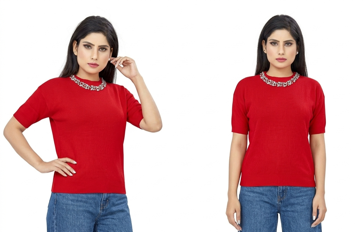 Crystal Elegance Rhinestone Tee – Italian Design, Precision Crafted