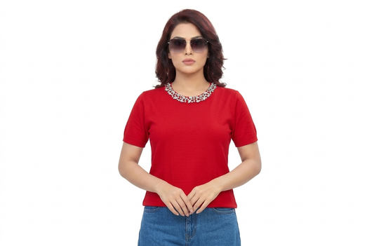 Crystal Elegance Rhinestone Tee – Italian Design, Precision Crafted