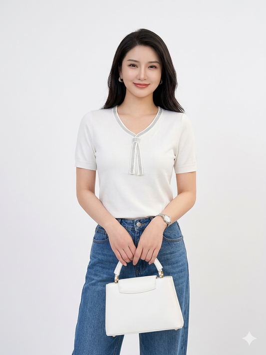Grace Luxe Top – Timeless Italian Elegance in Pure Egyptian Cotton