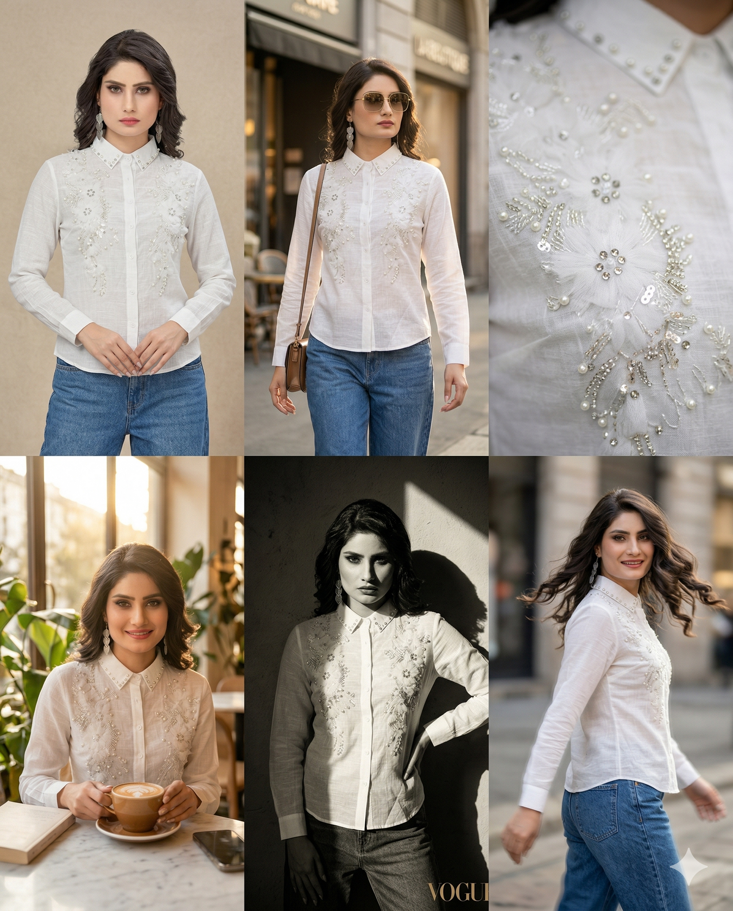 Blush Crystal Floral Designer Shirt
