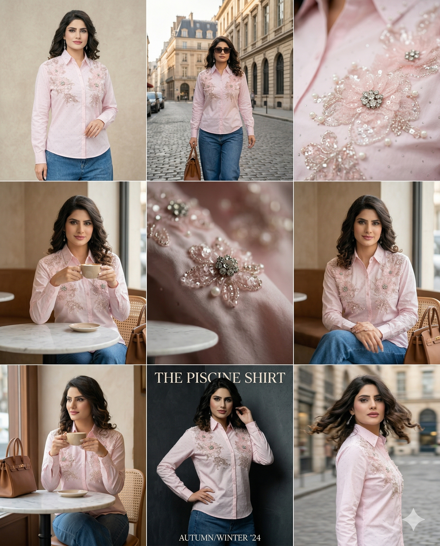 Blush Crystal Floral Designer Shirt