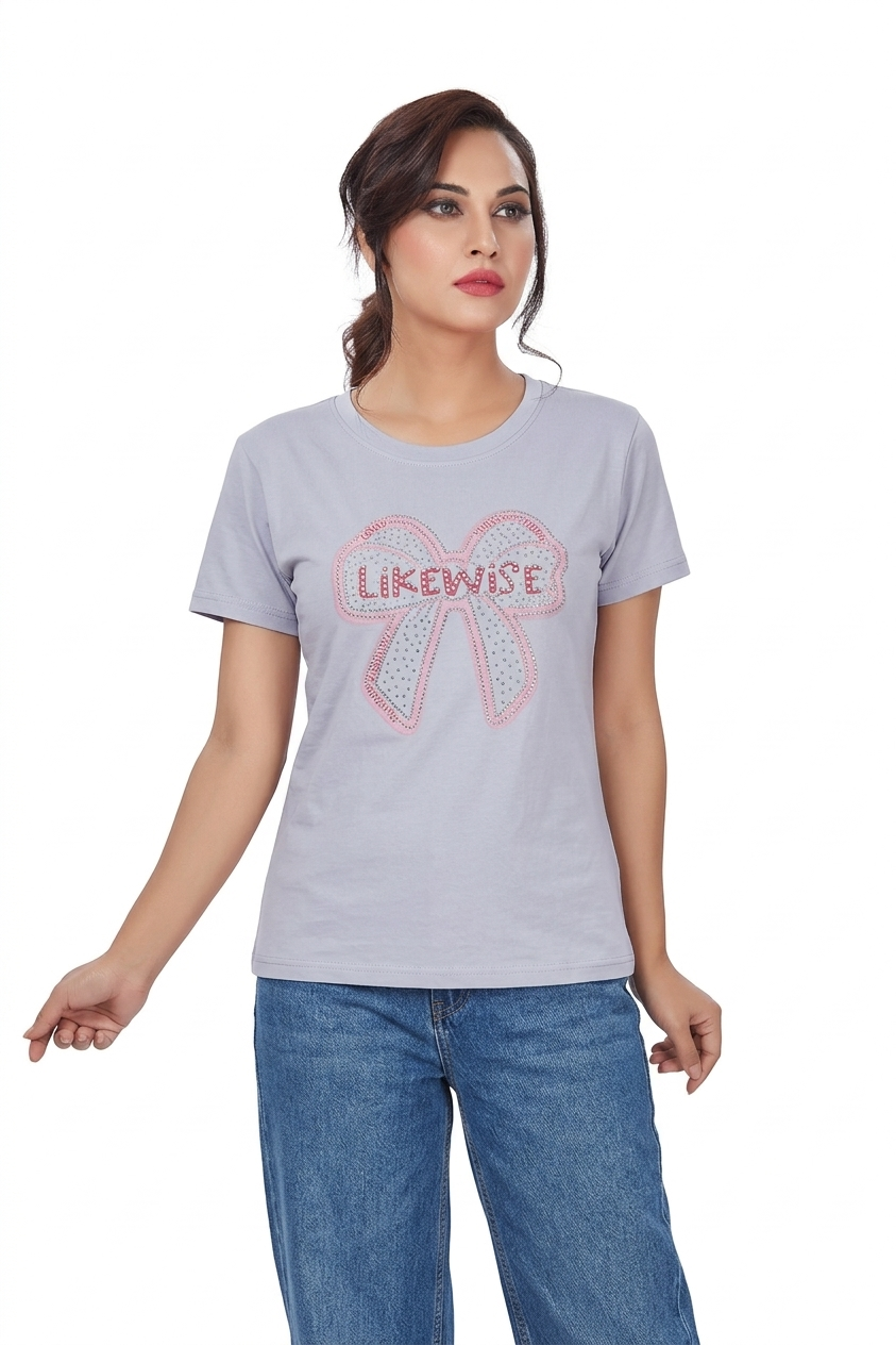 "Likewise" Bow Graphic Tee – Casual T-Shirt