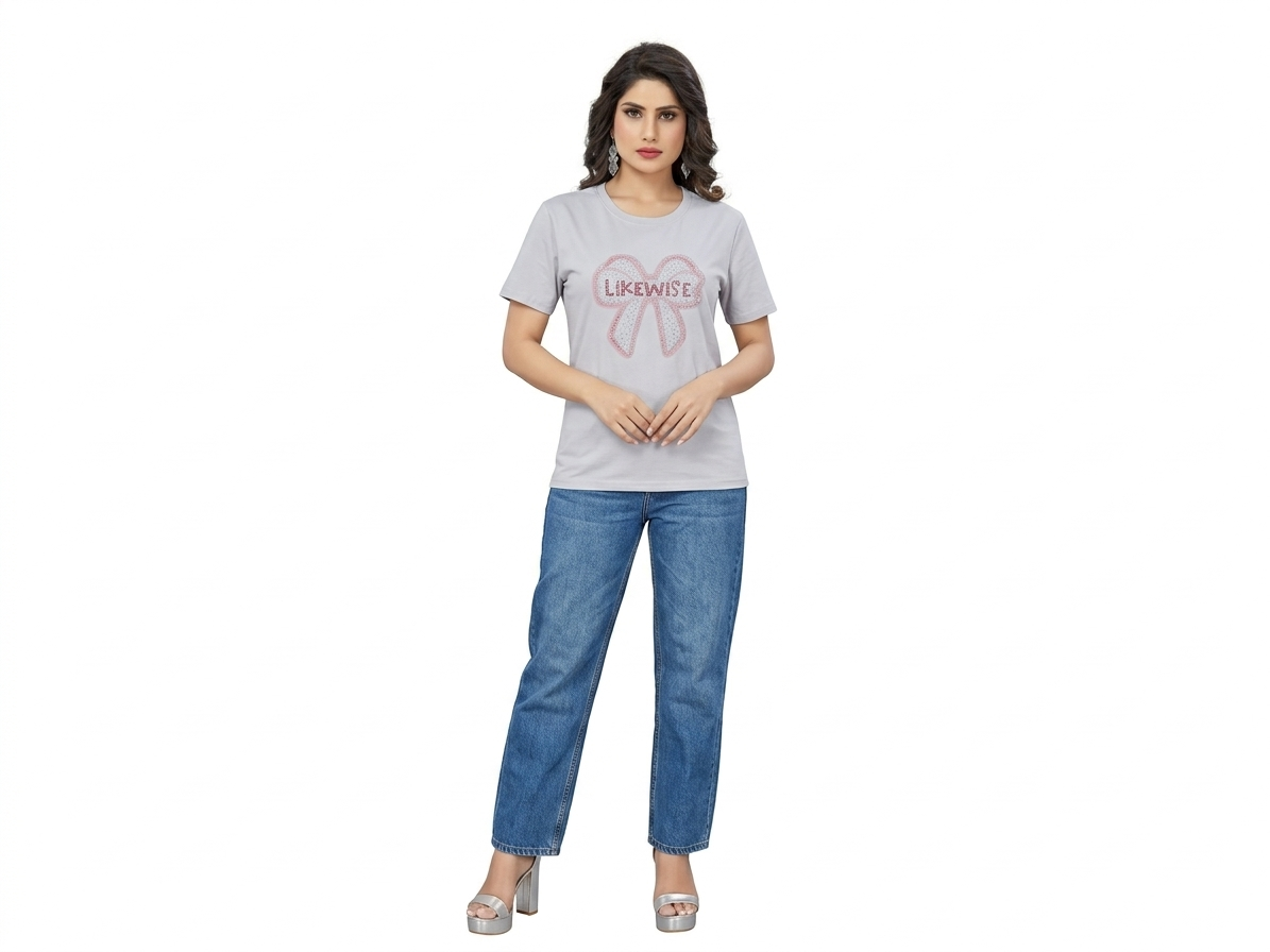 "Likewise" Bow Graphic Tee – Casual T-Shirt