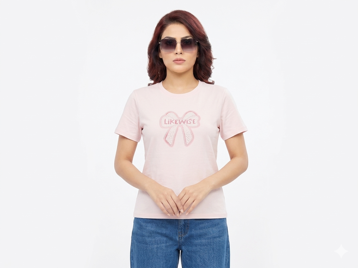 "Likewise" Bow Graphic Tee – Casual T-Shirt
