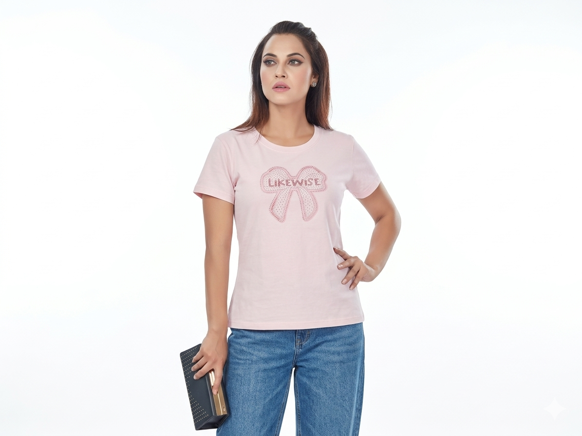 "Likewise" Bow Graphic Tee – Casual T-Shirt