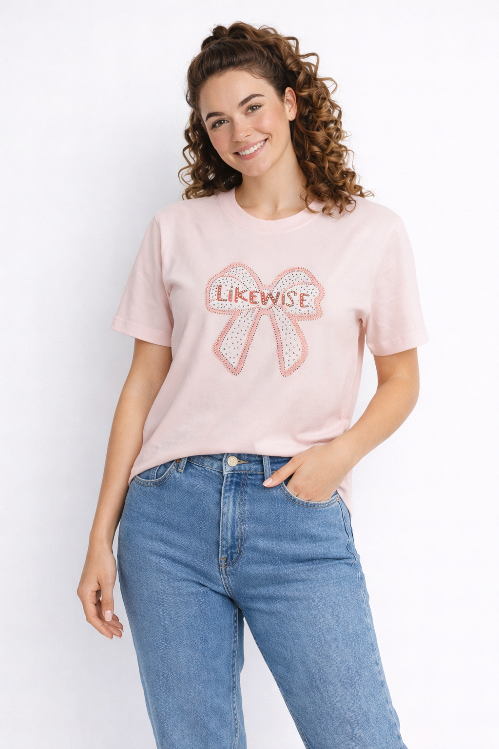 "Likewise" Bow Graphic Tee – Casual T-Shirt