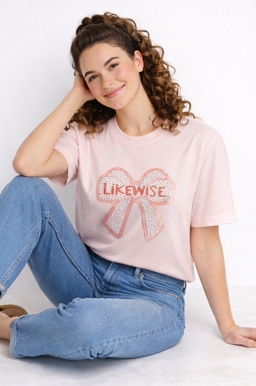 "Likewise" Bow Graphic Tee – Casual T-Shirt