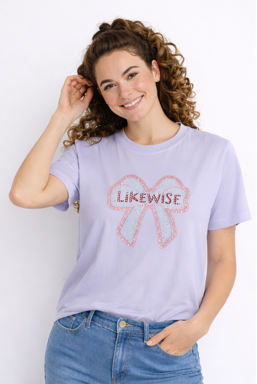 "Likewise" Bow Graphic Tee – Casual T-Shirt