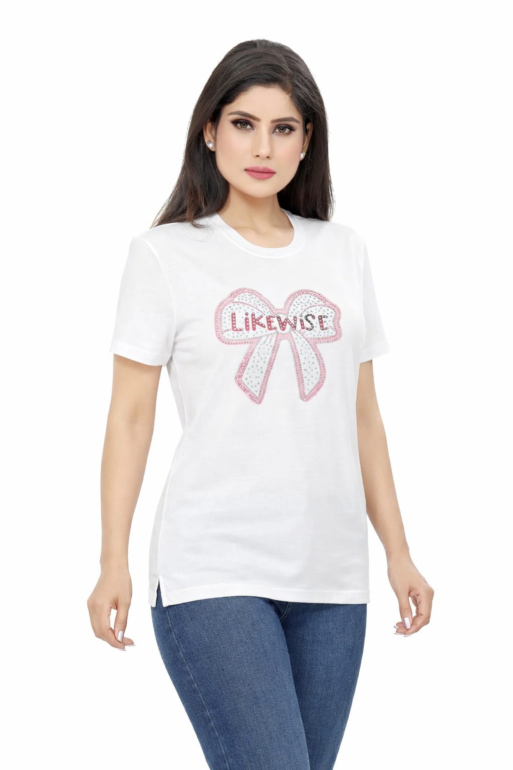 "Likewise" Bow Graphic Tee – Casual T-Shirt