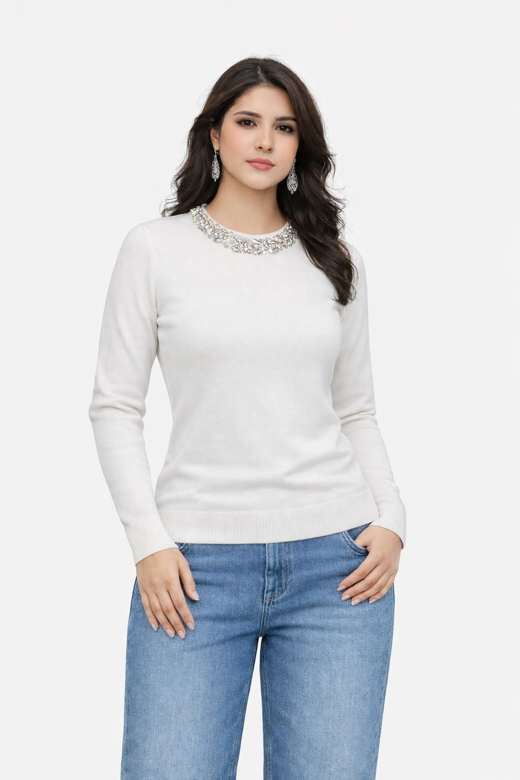 Crystal Elegance Rhinestone Tee – Italian Design, Precision Crafted